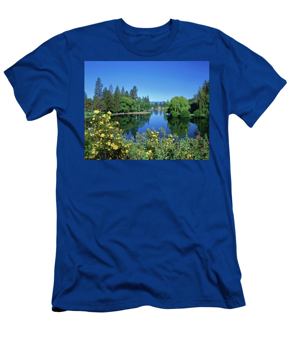 Yellow Roses By Mirror Pond Panoramic Images T-Shirt