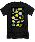 Yellow Tropical Reef Fish Composite Image on Black Georgette Douwma Natureplcom T-Shirt
