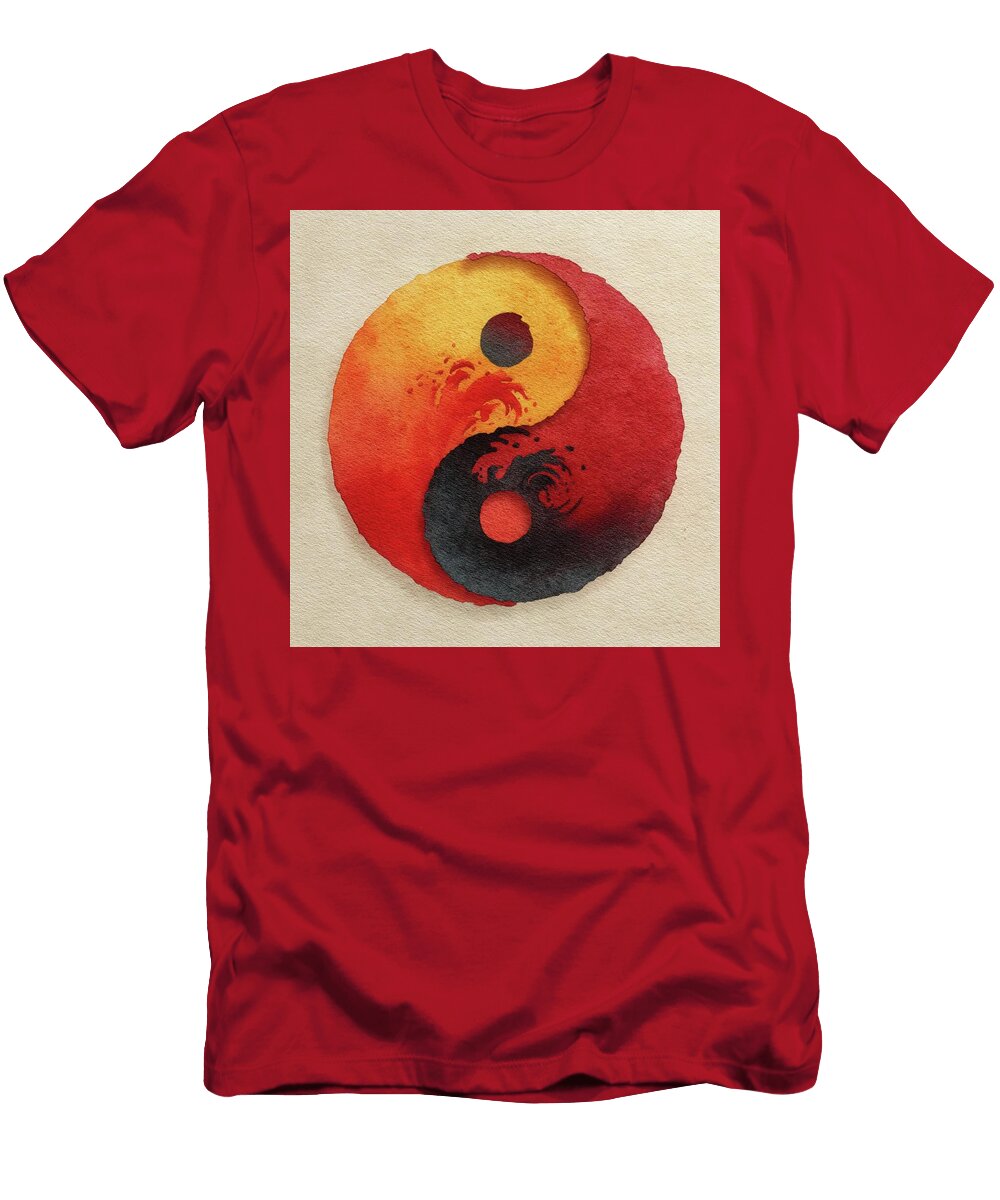 Yin Yang with Watercolor Waves Pierre Blanchard T-Shirt
