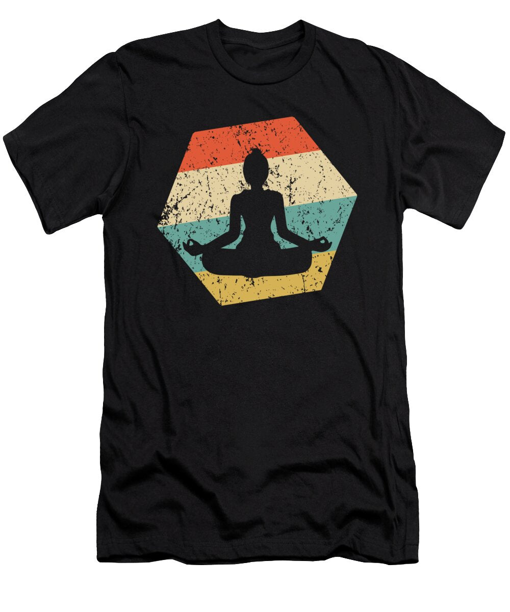 Yoga Pose Retro Distressed Hexagon Yoga Kevin Garbes T-Shirt