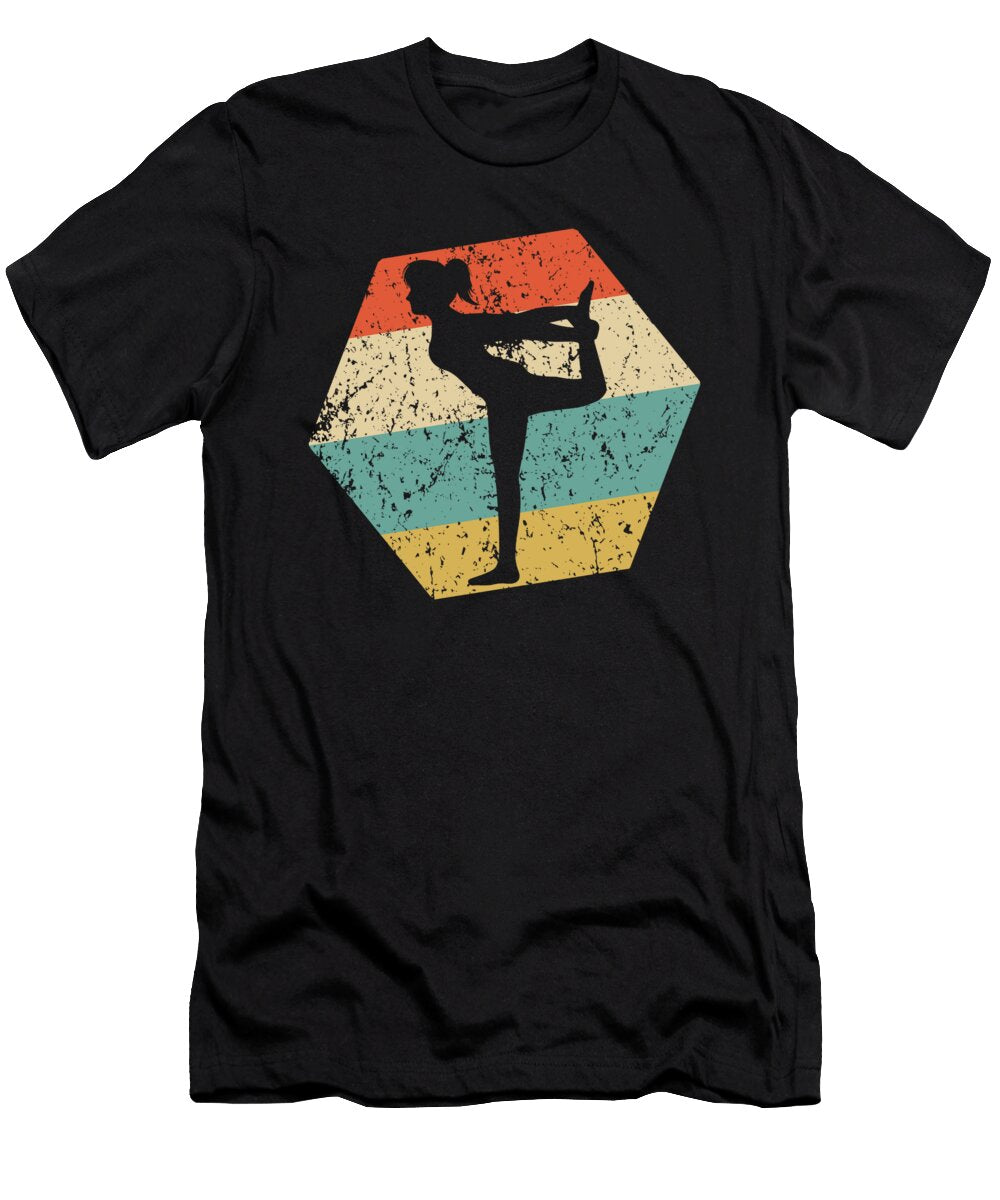 Yoga Retro Distressed Hexagon Yoga Pose Kevin Garbes T-Shirt