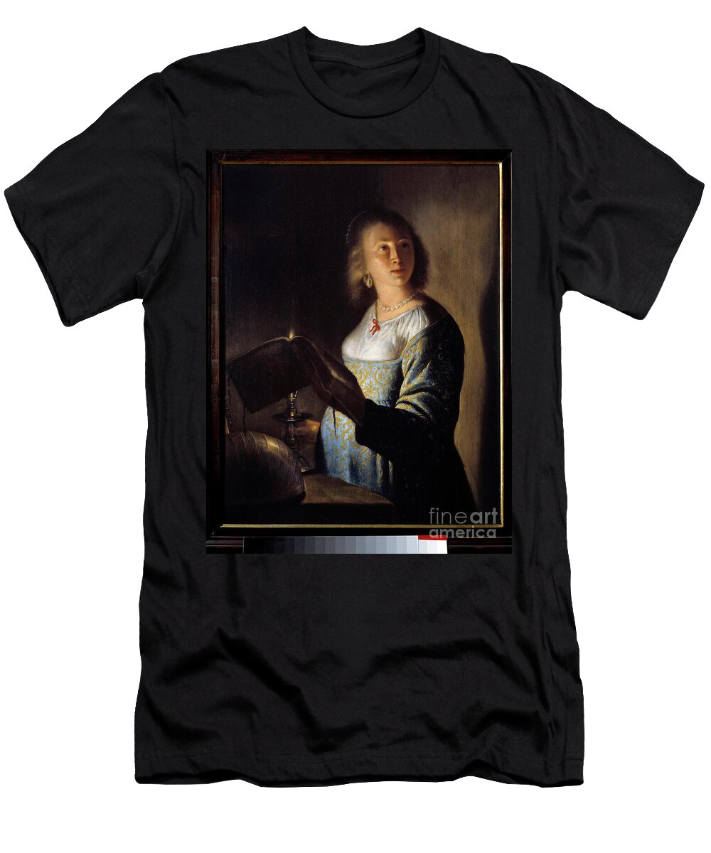 Young Girl a Candle 17th Century Painting Isaac De Jouderville T-Shirt