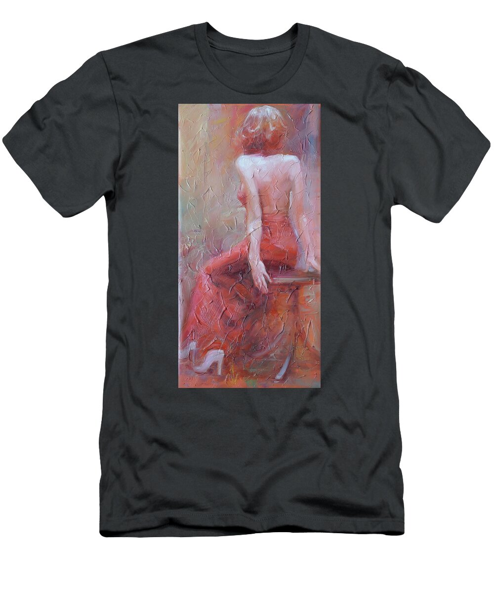 Young Girl Sitting on Her Chair with His Back Roman Ben T-Shirt