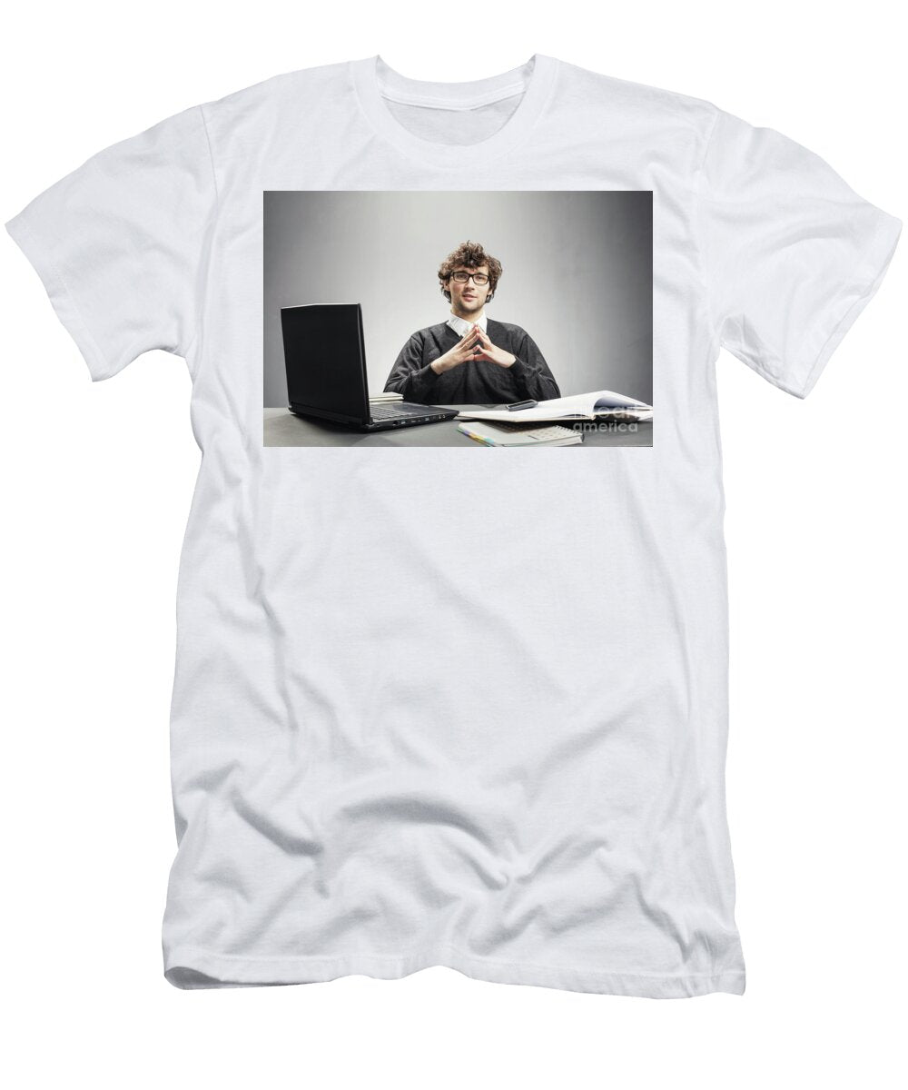 Young Serious Man Sitting in His Workplace Michal Bednarek T-Shirt