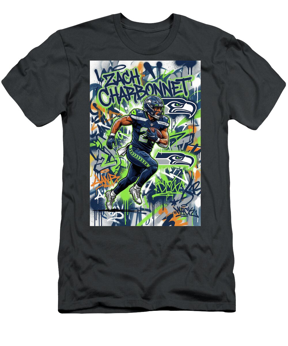 Zach Charbonnet Graffiti Poster Football Player NFL Sampadart Gallery T-Shirt
