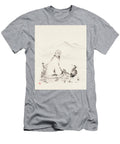Zen Sumi E Artwork of an Old Sage and a Heron Conversing By the Awen Fine Art Prints T-Shirt